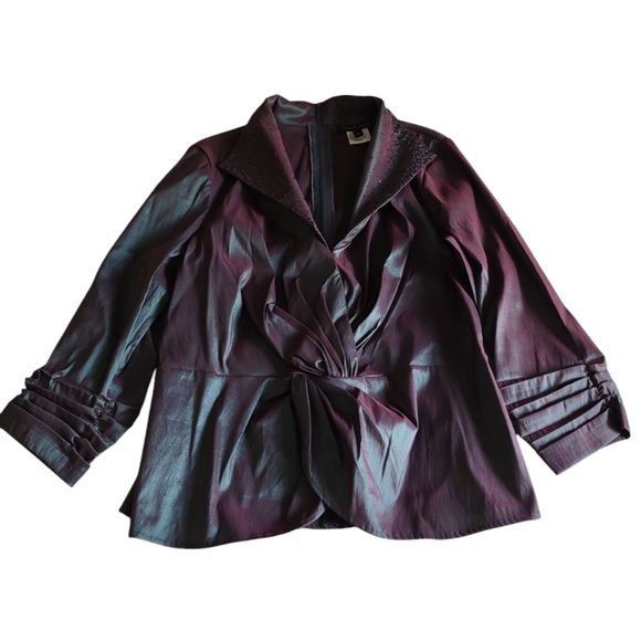 Tadashi Shoji 1X Satin Iridescent Top - Picture 1 of 16